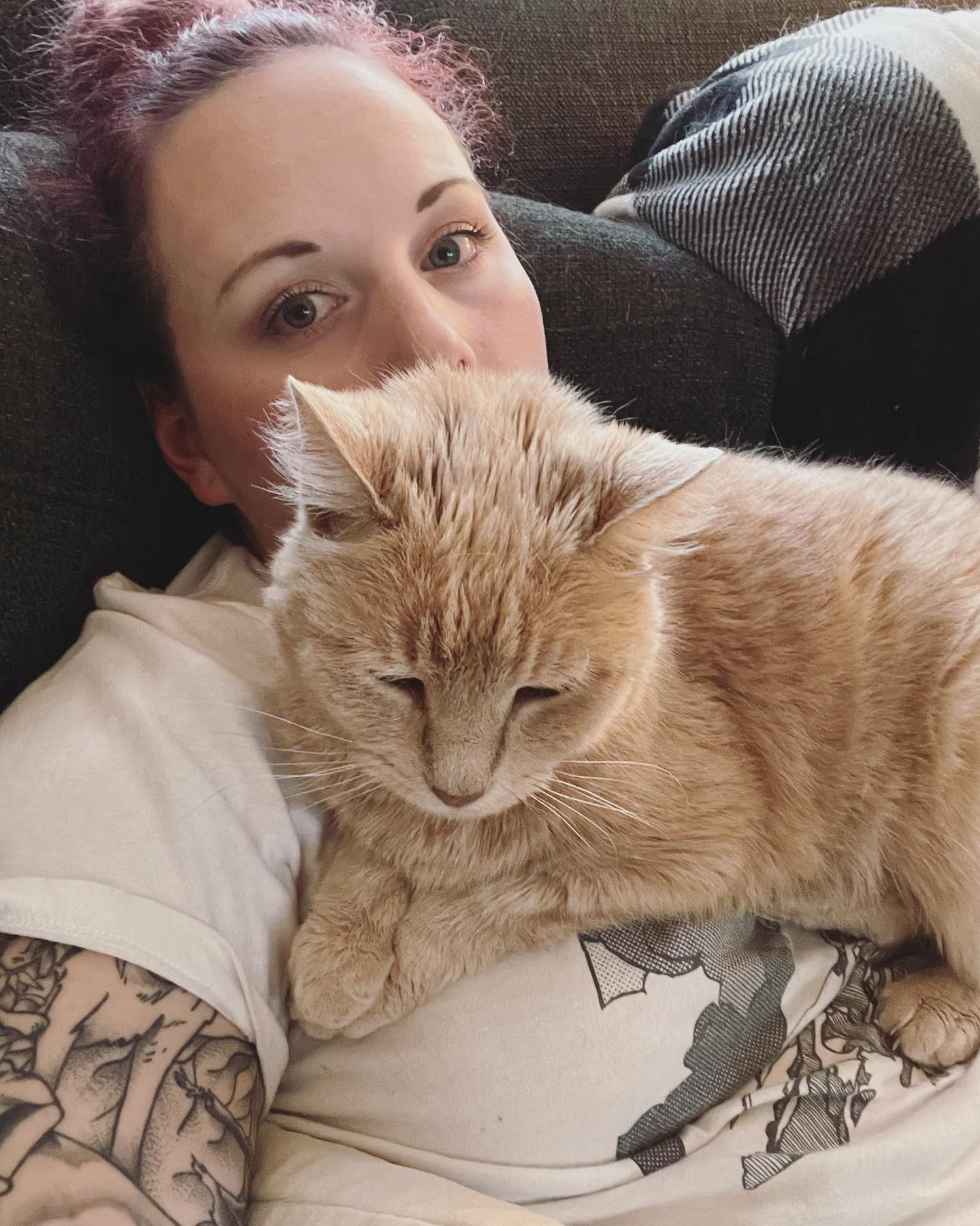 May 29, 2022: Oh hey Mom, whatcha doin’? ⁣ ⁣ #orangecat #orangecatsofinstagram #orangetabbycat #orangetabbycatsofinstagram #tabbycat #tabbycatsofinstagram #catsofinstagram #catsof...