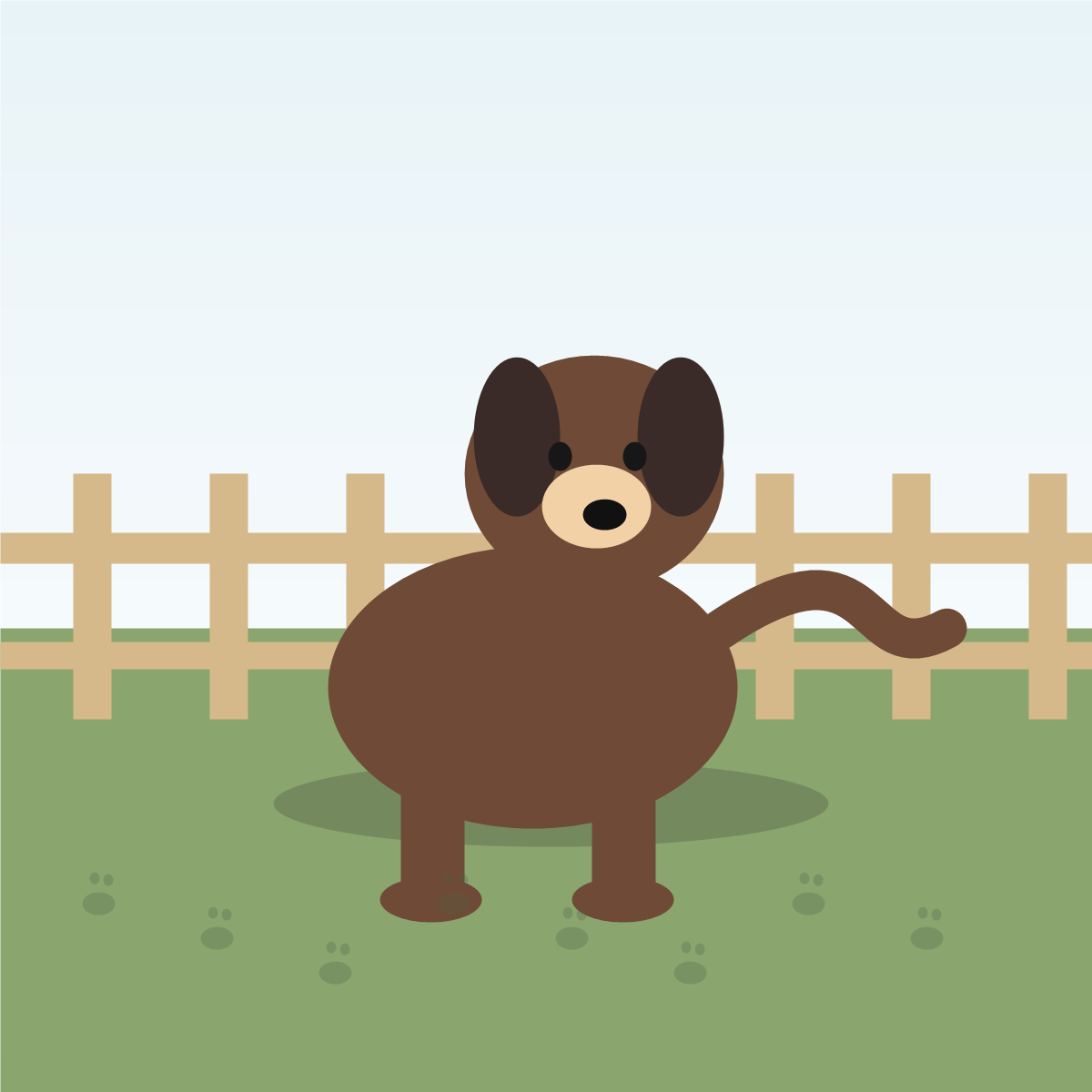 A playful dog in a warm backyard scene